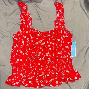 Draper James Red Floral Smocked Ruffle Camisole